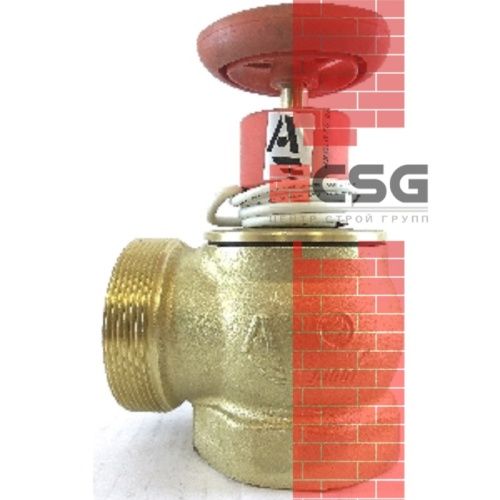 Клапан пожарн лат угл 90 гр КПЛМ 50-1 Ду 50 1,6 МПа муфта-цапка с датч пол ДППК 20.5 Апогей 110010, DN 50